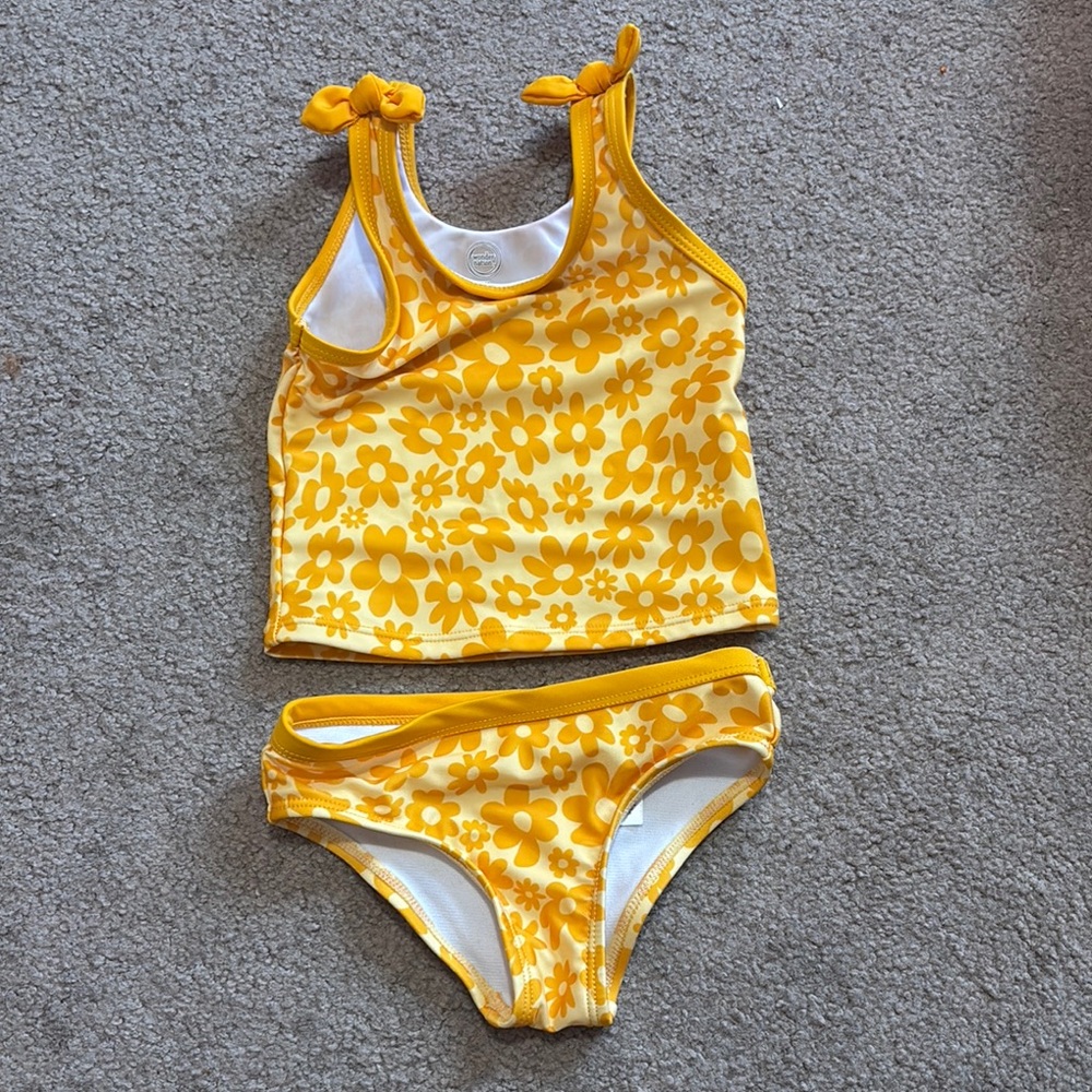 Yellow Floral Kids Swim Set
